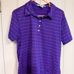 Nike Purple and Pink Striped Polo Shirt